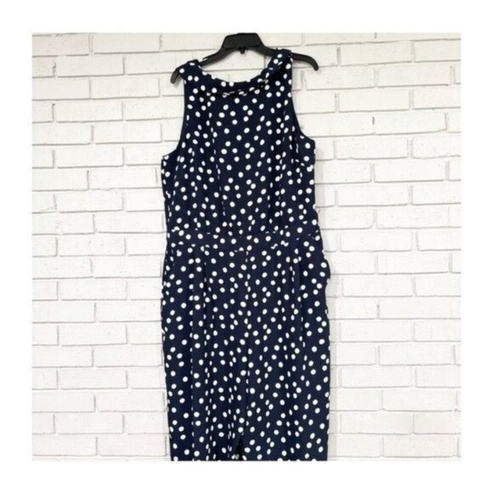 Boden Clarissa Navy Polka Dot Wide Leg Jumpsuit Sleeveless Boat Neck | 16 - 18T - Picture 12 of 16